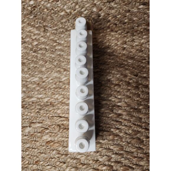 Mud Pie Happy Hanukkah White Ceramic Menorah Jewish Candle Holder Christmas - Picture 4 of 10